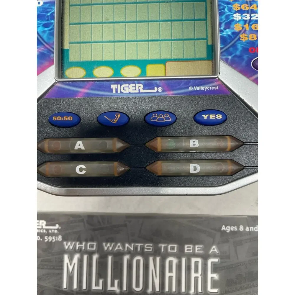 TIGER WHO WANTS TO BE A MILLIONAIRE HAND HELD GAME W/ CARTRIDGE & Manual Works